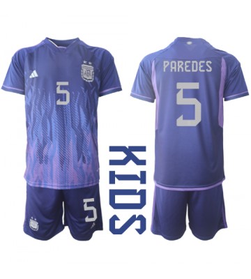 Argentina Leandro Paredes #5 babykläder Bortatröja barn VM 2022 Korta ärmar (+ Korta byxor)